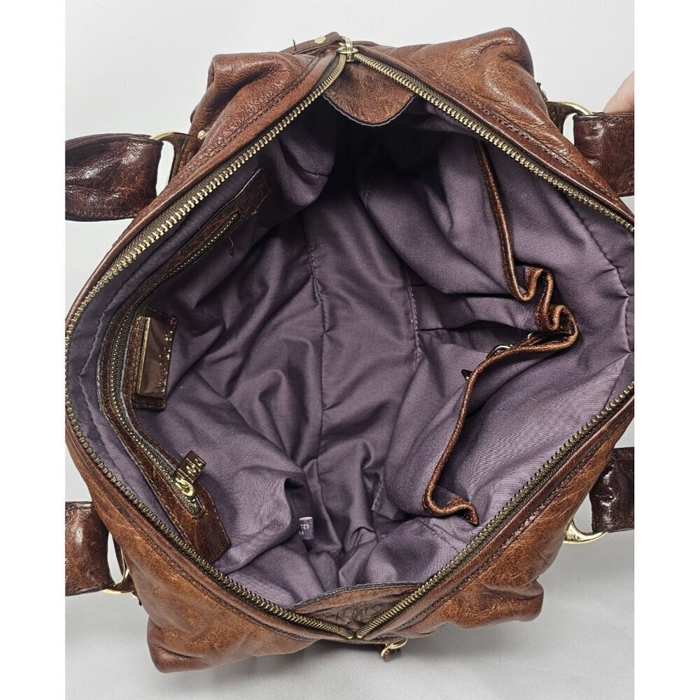 Kooba Leather Hadley Satchel Brown Shoulder Bag Crossbody Y2K Excellent - Picture 7 of 11